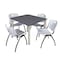 Kee Kee Square Table & Chair Set, Wood, Metal, Plastic Top, Grey TB4848GYBPCM47GY - alternate 1